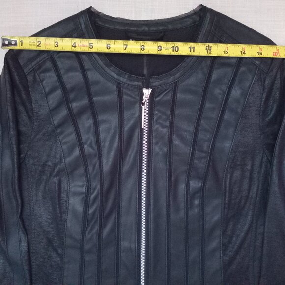 Sportalm Women's Black Faux Leather Jacket Swarovski Biker Urban Whimsigoth Sz 8 - Picture 3 of 12